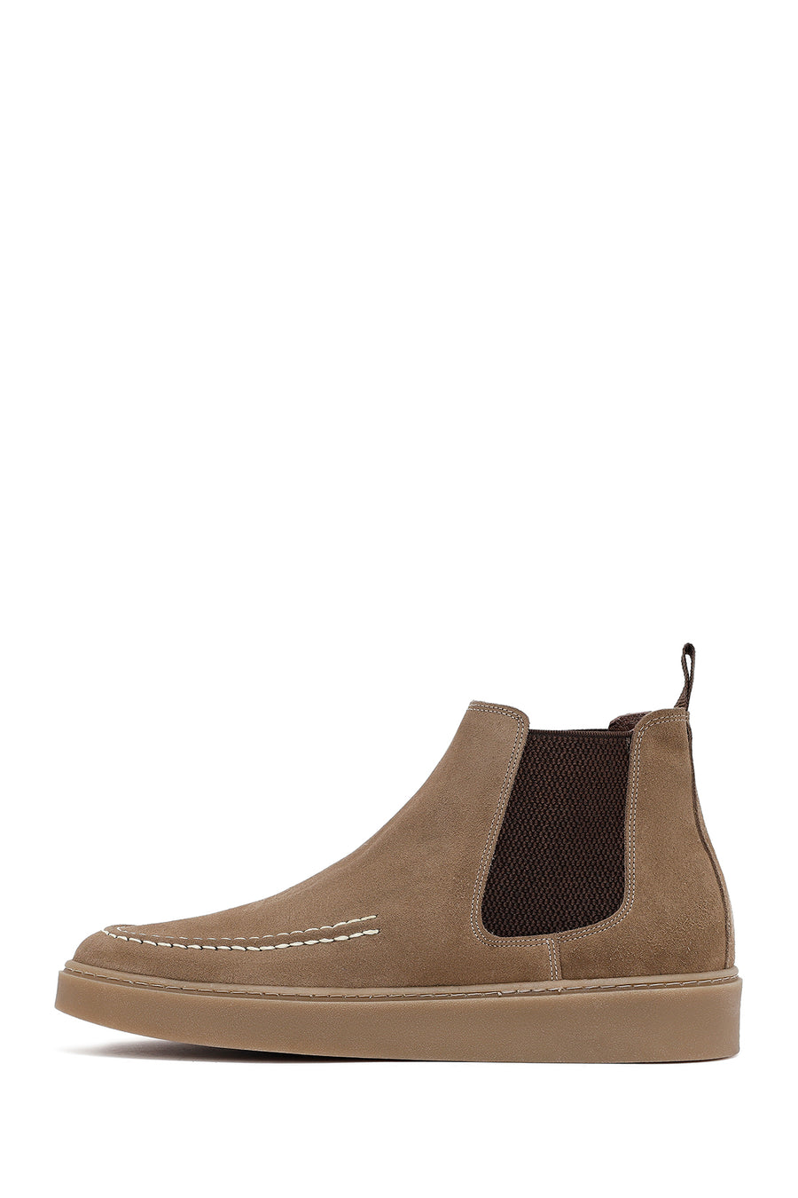 Men's Beige Suede Leather Chelsea Boots