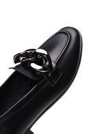 Women's Black Leather Buckle Loafer | Derimod