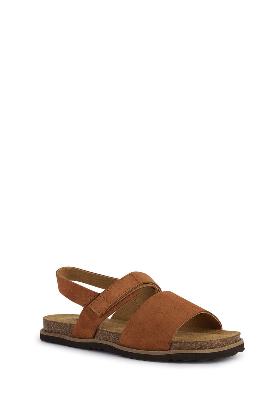 Geox Women's Brown Leuca Strap Suede Leather Sandals