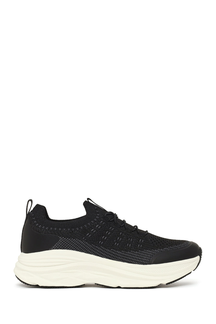 Derimod Zero Woman Black Thick-Soled Lace-Up Fabric Sneakers 26PFE49536F | Derimod