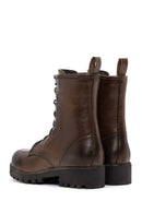 Women's Brown Leather Zippered Boots | Derimod