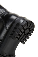Women's Black Lace-Up Zippered Leather Combat Boots | Derimod