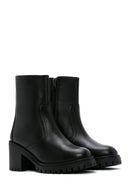 Women's Black Leather Heeled Boots | Derimod