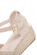 Women's Gray Ankle Strap Wedge Heeled Espadrilles | Derimod