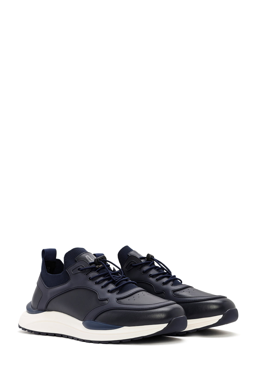 Men's Navy Blue Lace-Up Leather Sneaker