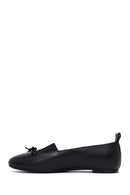 Woman Black Leather Ballet Flat | Derimod