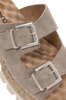 Women's Mink Double Buckle Thick Soled Suede Slippers | Derimod