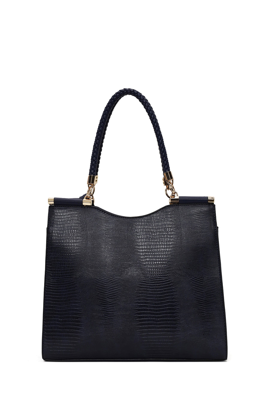 Woman Navy Long-Strap Printed Classic Shoulder Bag