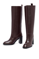 Woman Burgundy Thick Heels Leather Boot | Derimod