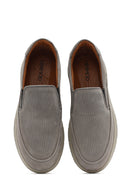 Men's Gray Nubuck Leather Comfort Loafer | Derimod