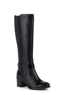 Geox Women's Black New Asheel Leather Zippered Boots | Derimod