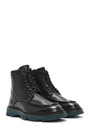 Men's Black Lace-Up Zipper Detailed Leather Casual Boots | Derimod