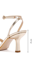 Women's Gold Metallic Ankle Strap Thin Heel Sandals | Derimod