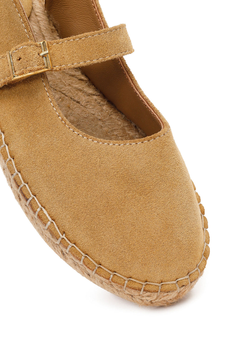 Kadın Camel Tokalı Süet Deri Espadril