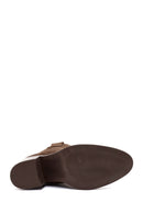 Women's Brown Chunky Heel Suede Leather Cowboy Boots | Derimod