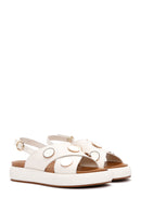 Women's Cream Ankle Strap Leather Sandals | Derimod