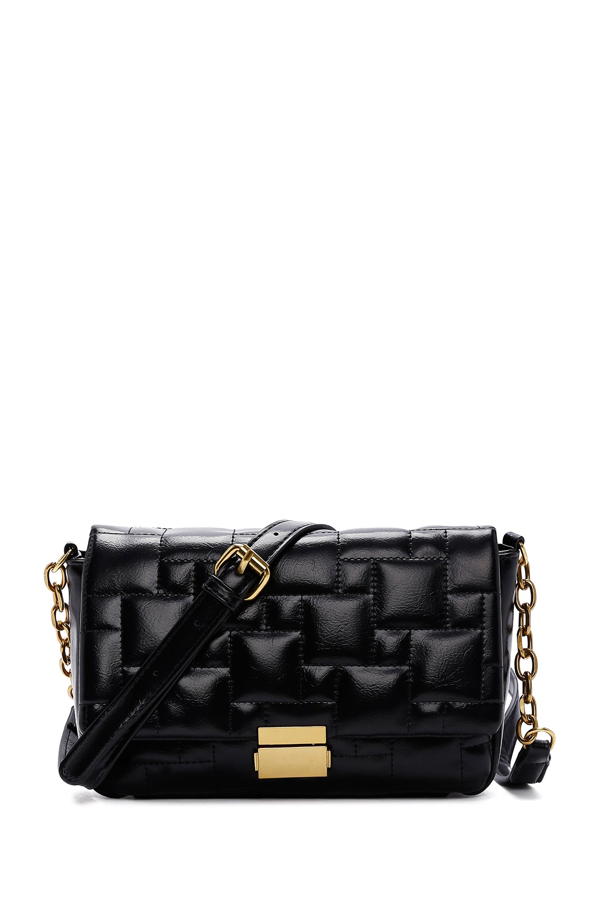 Women's Black Long Strap Quilted Crossbody Bag 23WBD249716 | Derimod