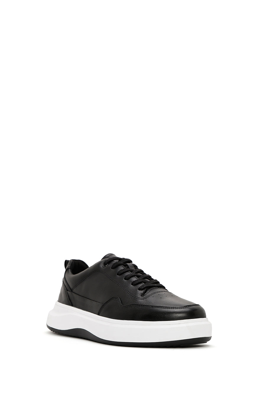 Men's Black Lace-up Leather Sneaker