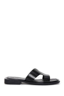 Women's Black Leather Slippers | Derimod