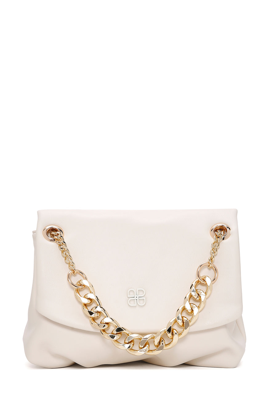 Women's Cream Long Chain Strap Shoulder Bag