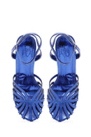 Women's Blue Ankle Strap Thin Heel Sandals | Derimod