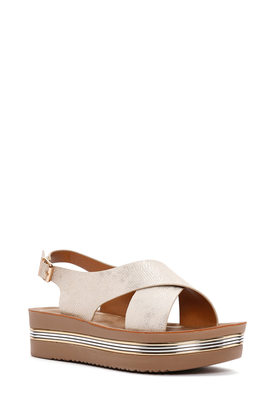 Women's Gold Chunky Sole Metallic Sandals
