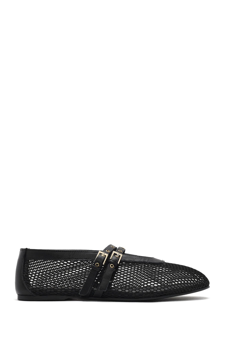 Women's Black Buckled Mesh Fabric Ballerinas 25SFD18136F | Derimod
