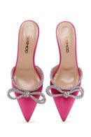 Women's Pink Leather Stone Heeled Slippers | Derimod