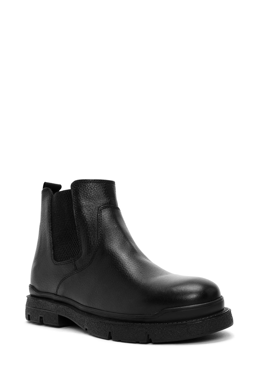 Men's Black Zippered Leather Casual Boots