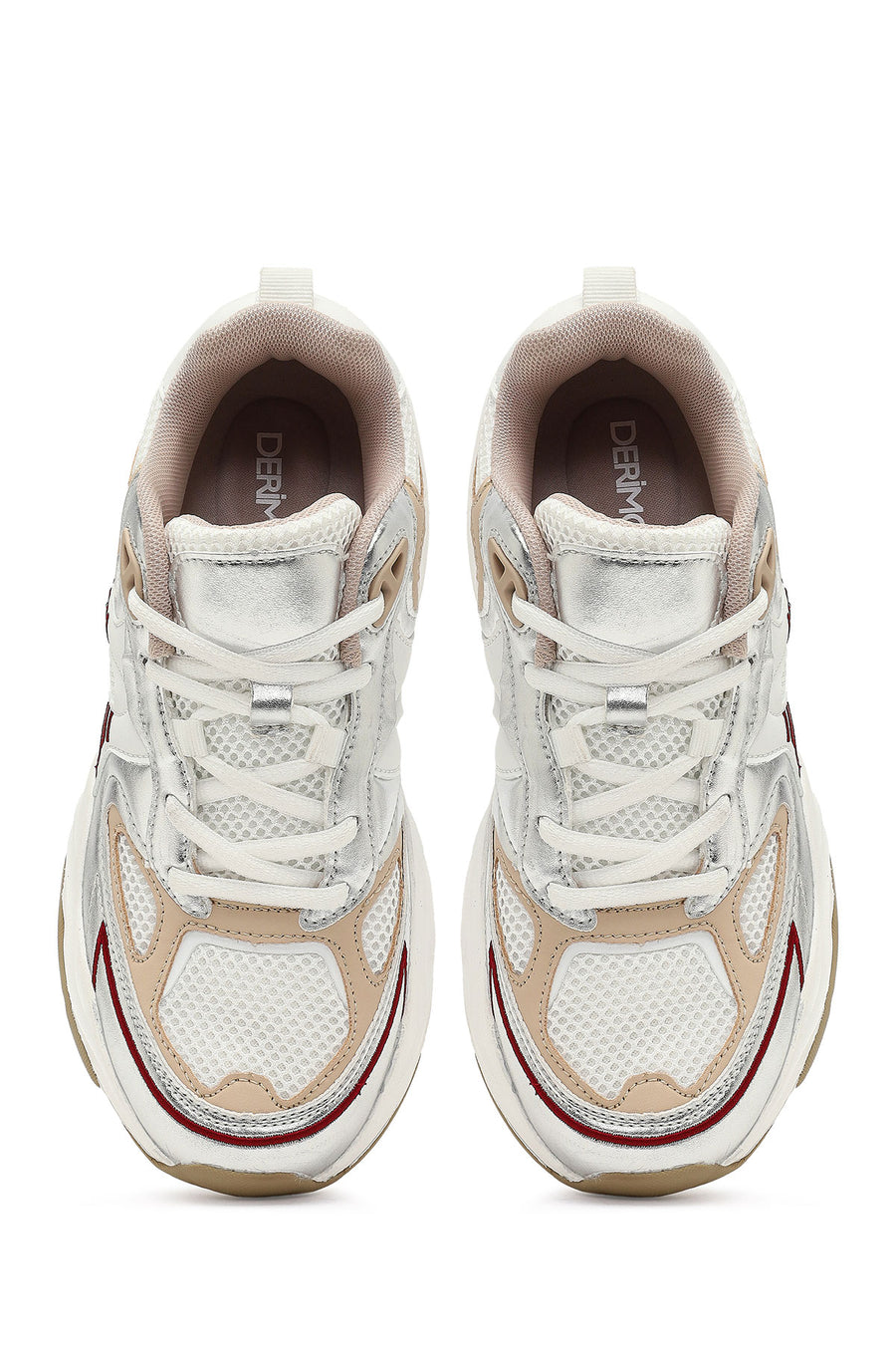 Women's Beige Lace-Up Thick-Soled Sneaker