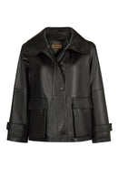 Stefan Woman Black A-Line Leather Jacket | Derimod