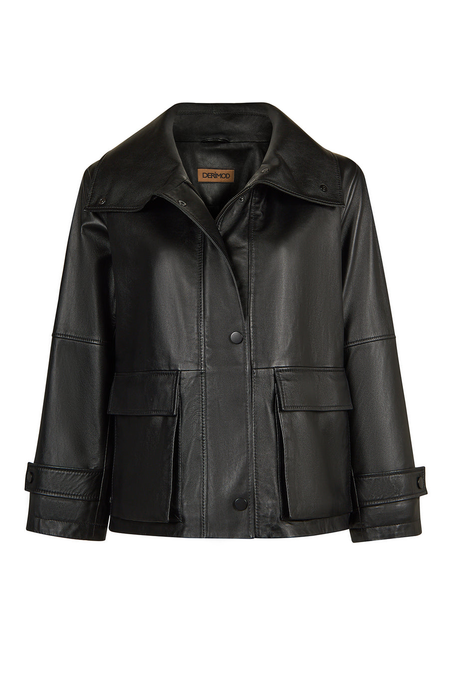Stefan Woman Black A-Line Leather Jacket