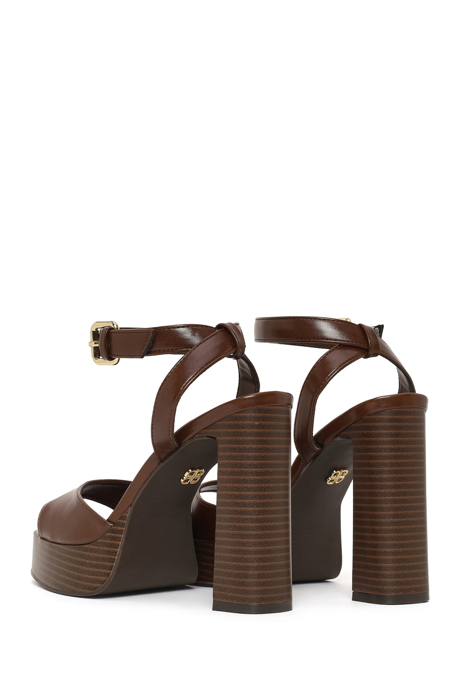 Woman Brown Platform Chunky High-Heeled Sandals
