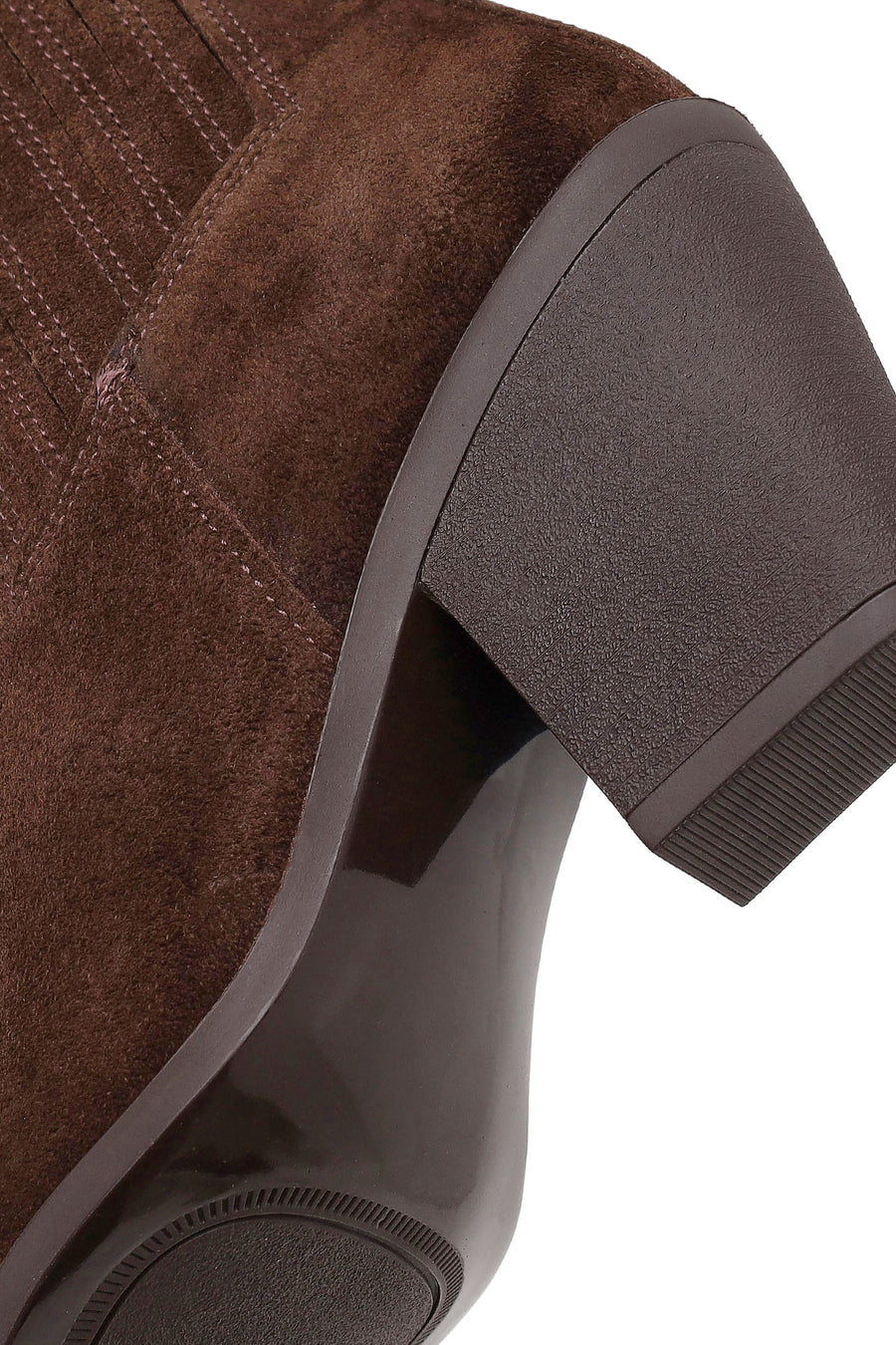 Woman Brown Chunky-Heeled Suede Cowboy Boots