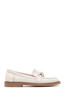 Women's Beige Leather Loafer | Derimod