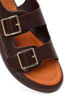 Women's Brown Double Buckle Sandals | Derimod