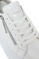 Women's White Thick Sole Side Zipper Leather Sneaker | Derimod