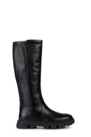 Geox Women's Black Vilde Zippered Leather Boots | Derimod