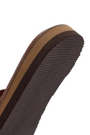 Women's Brown Leather Comfort Slippers | Derimod