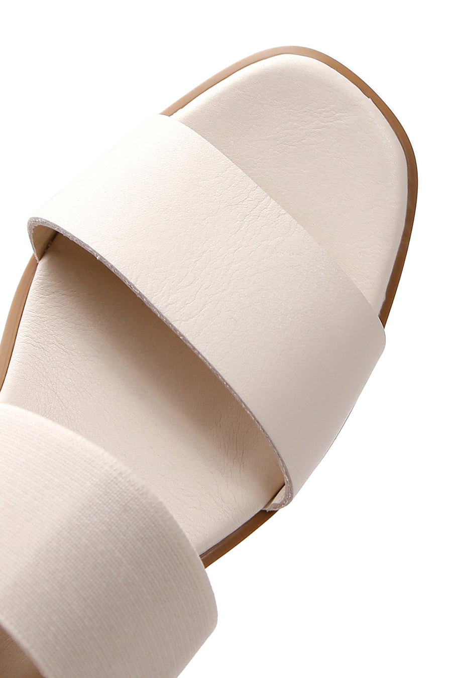 Women's Beige Wedge Heeled Leather Sandals