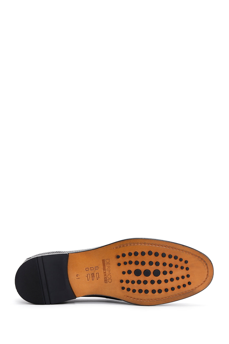 Erkek Siyah Deri Baskılı Klasik Loafer