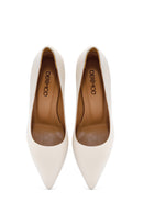 Women's Cream Heeled Leather Stiletto | Derimod