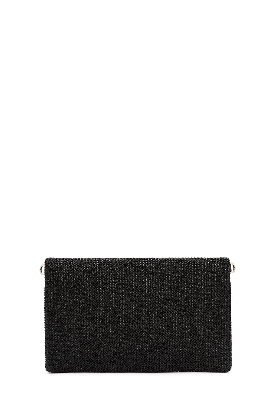 Women's Black Long Chain Strap Straw Clutch Bag