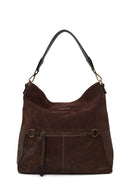 Woman Brown Long-Strap Suede Shoulder Bag | Derimod