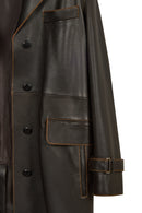 Belinda Woman Black Vintage Leather Trench Coat | Derimod