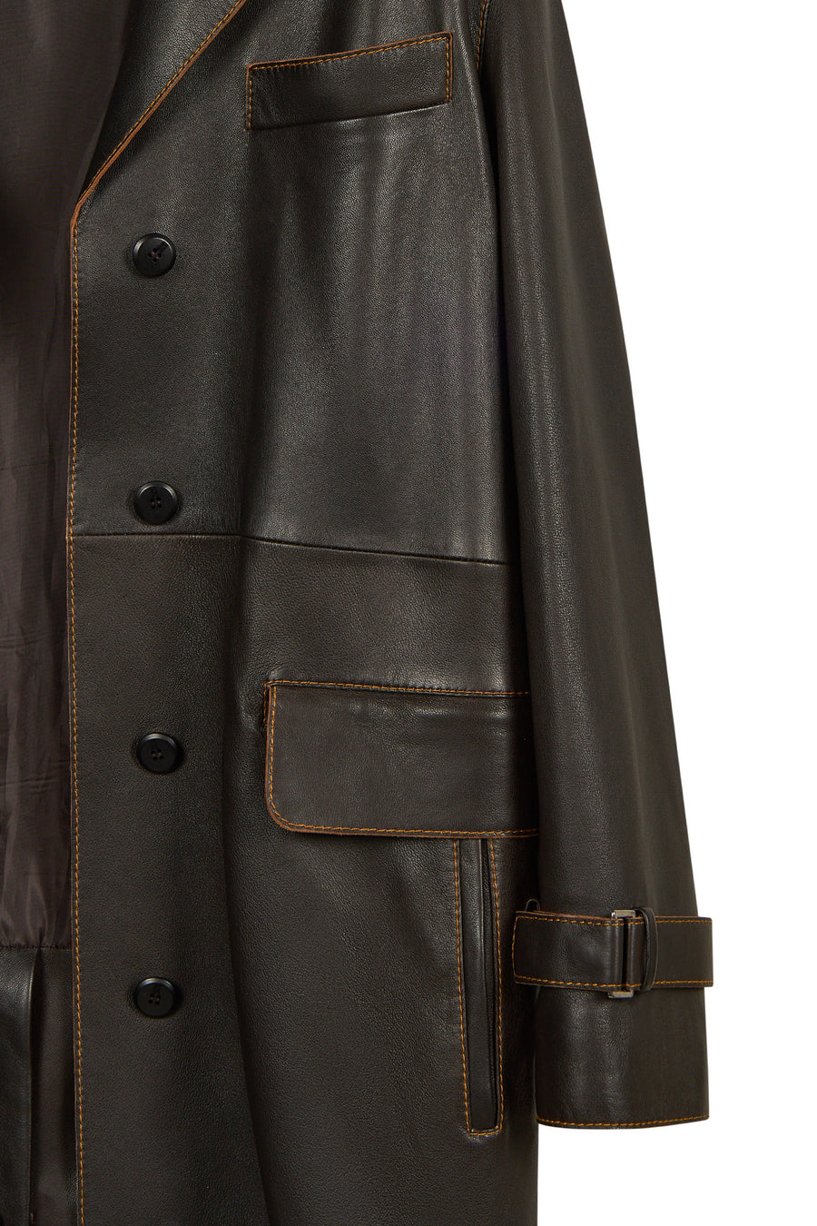Belinda Woman Black Vintage Leather Trench Coat
