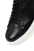 Erkek Siyah Bağcıklı Kalın Tabanlı Deri Sneaker | Derimod