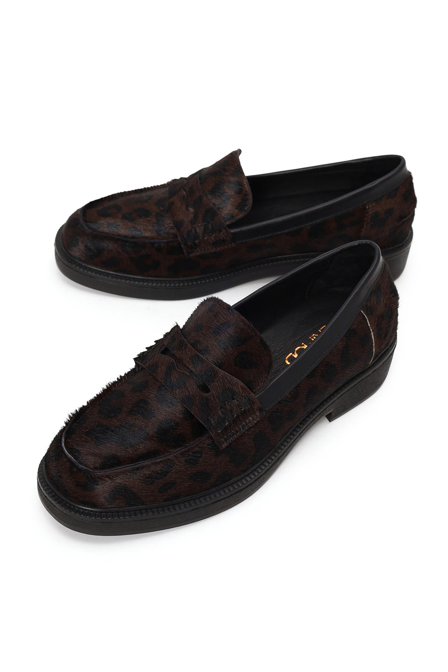 Kadın Leopar Desenli Tüylü Deri Maskülen Loafer