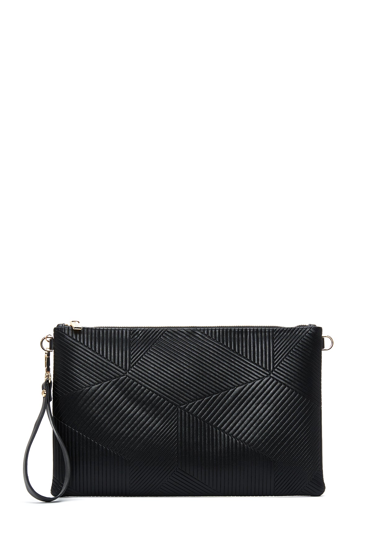 Women's Black Chain Strap Patterned Clutch Bag 24WBD220318 | Derimod