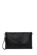 Women's Black Chain Strap Patterned Clutch Bag | Derimod